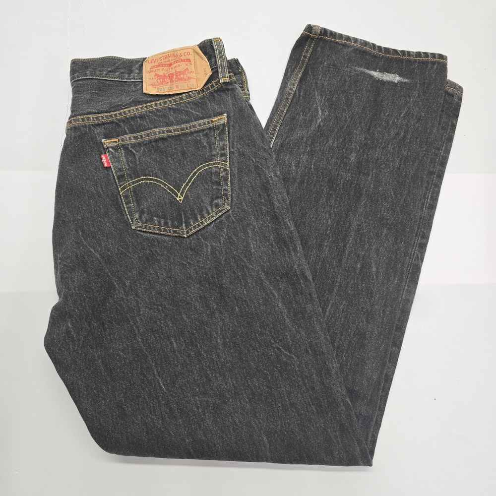Levis 501 XX‎ Mens Black Straight Leg Button Fly Jeans 38x32 Made in Mexico